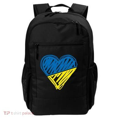 Stand With Ukraine Scribble Heart Ukrainian Flag Backpack
