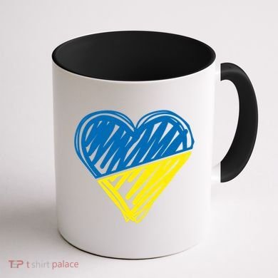 Stand With Ukraine Scribble Heart Ukrainian Flag Coffee Mug back