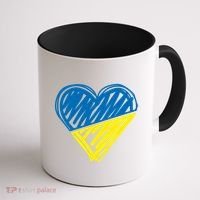 Stand With Ukraine Scribble Heart Ukrainian Flag Coffee Mug thumb 1