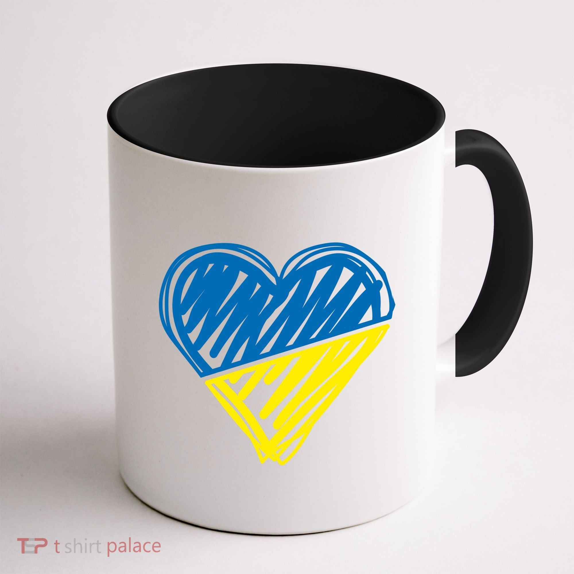 Stand With Ukraine Scribble Heart Ukrainian Flag Coffee Mug