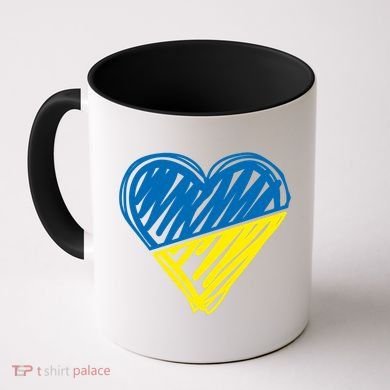 Stand With Ukraine Scribble Heart Ukrainian Flag Coffee Mug