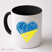 Stand With Ukraine Scribble Heart Ukrainian Flag Coffee Mug thumb 0