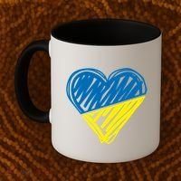 Stand With Ukraine Scribble Heart Ukrainian Flag Coffee Mug thumb 2