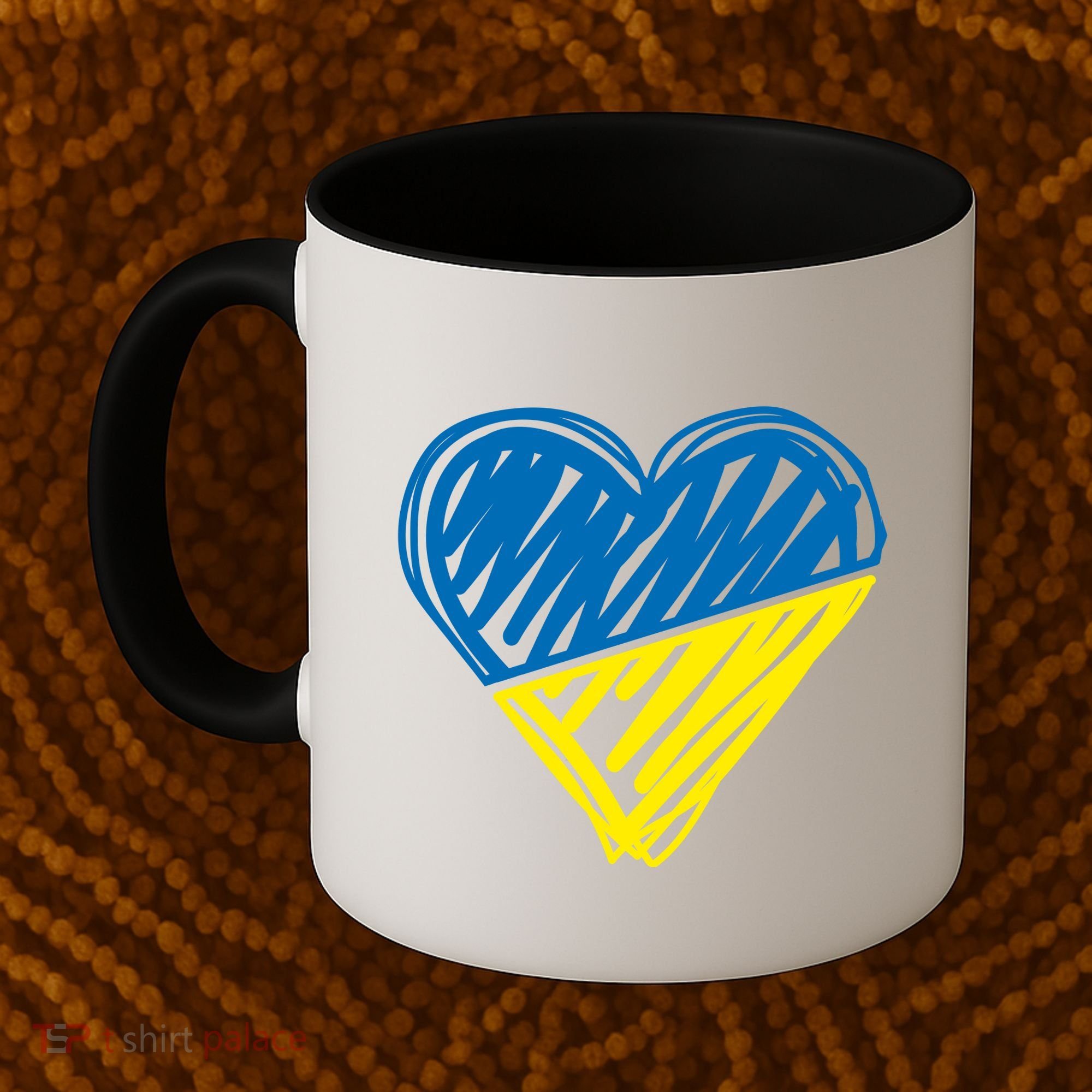 Stand With Ukraine Scribble Heart Ukrainian Flag Coffee Mug