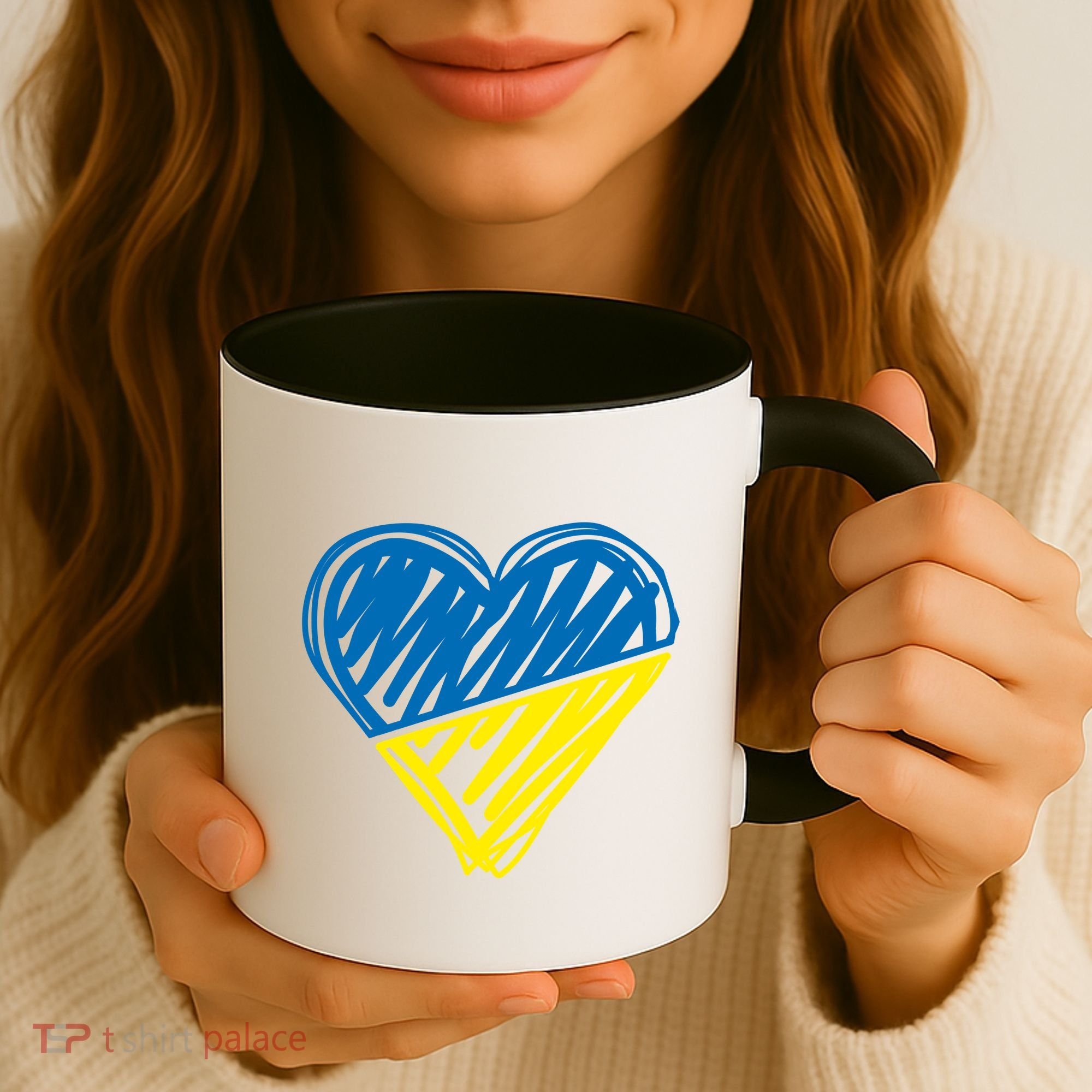 Stand With Ukraine Scribble Heart Ukrainian Flag Coffee Mug