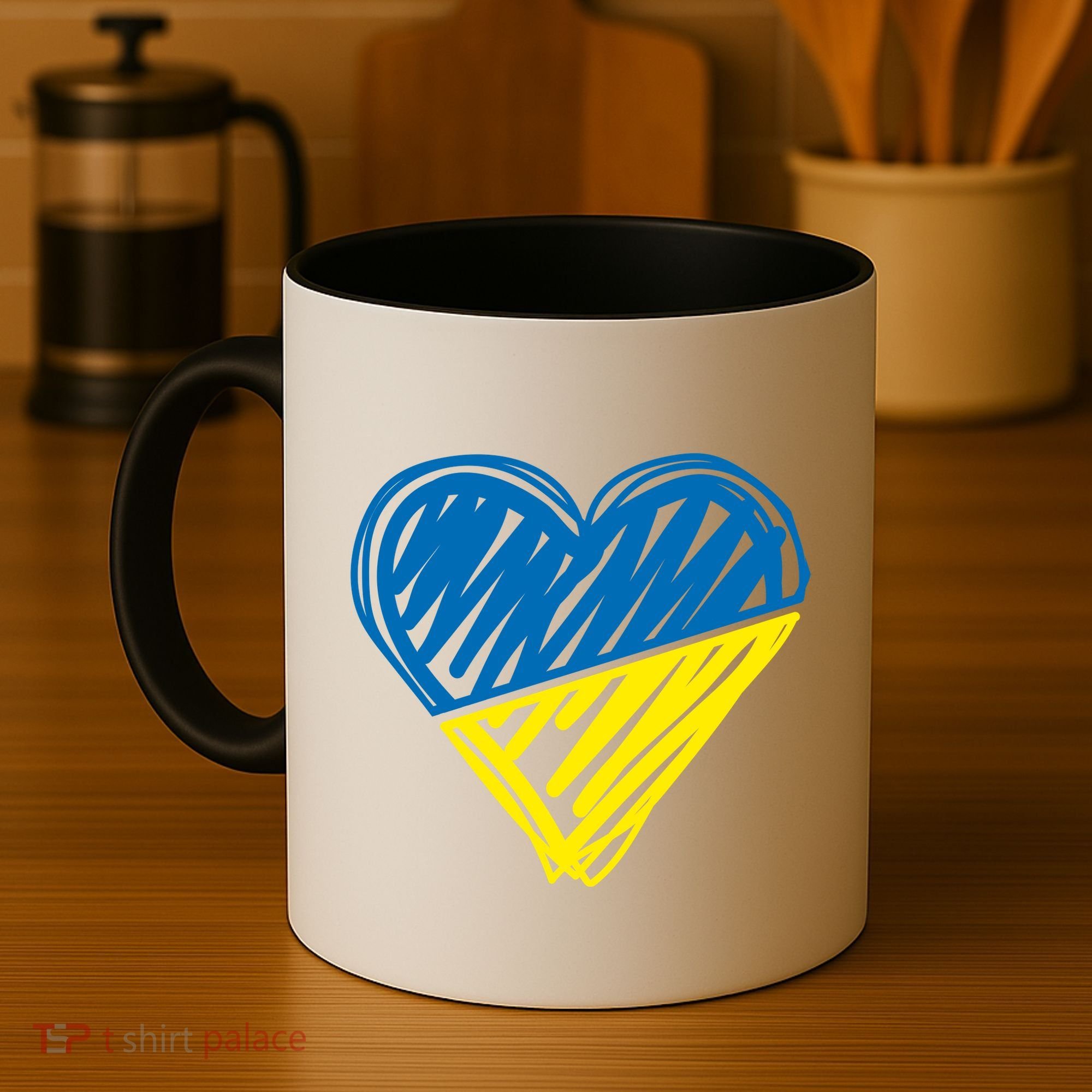 Stand With Ukraine Scribble Heart Ukrainian Flag Coffee Mug