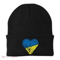 Stand With Ukraine Scribble Heart Ukrainian Flag Beanie thumb 0