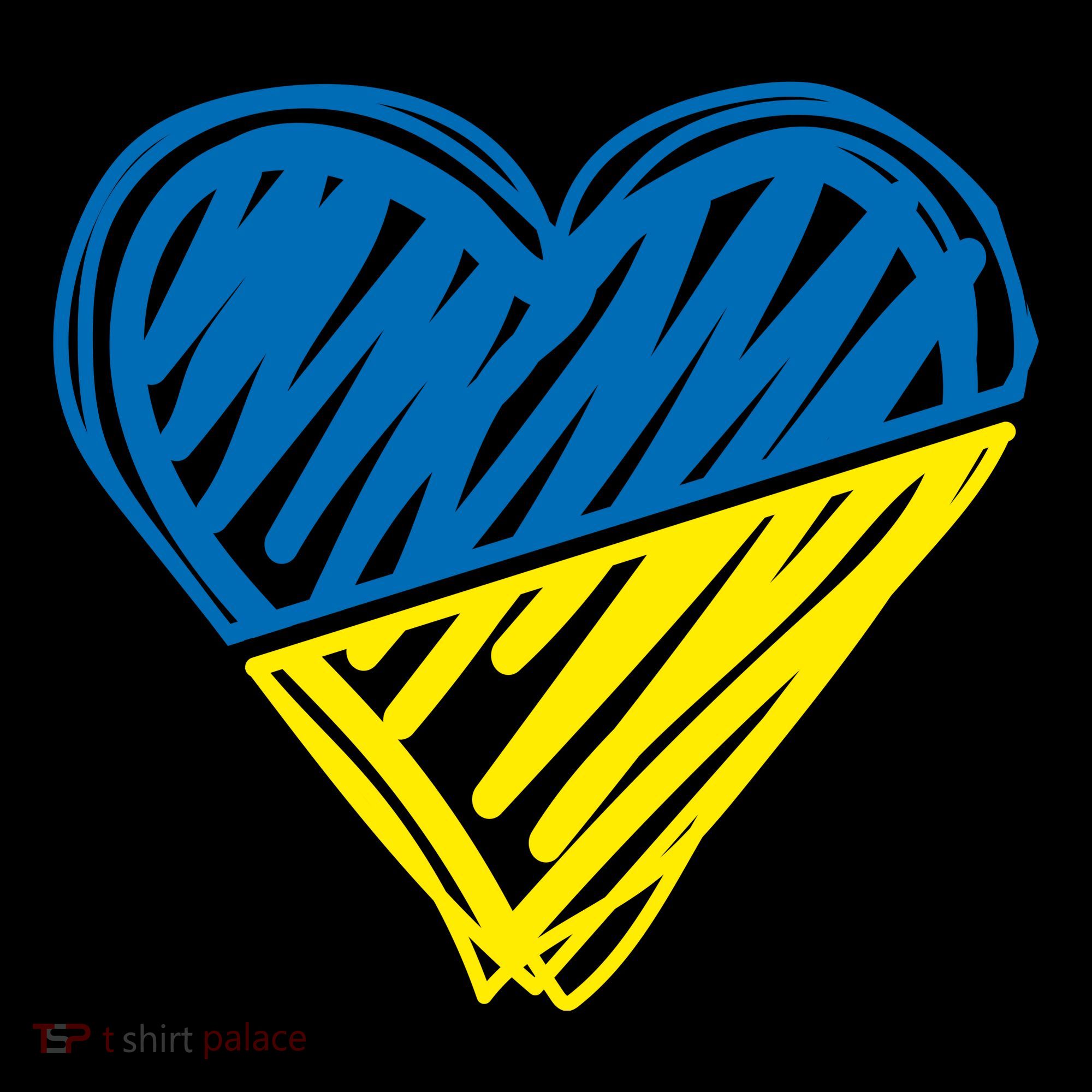 Stand With Ukraine Scribble Heart Ukrainian Flag Women's Hoodie