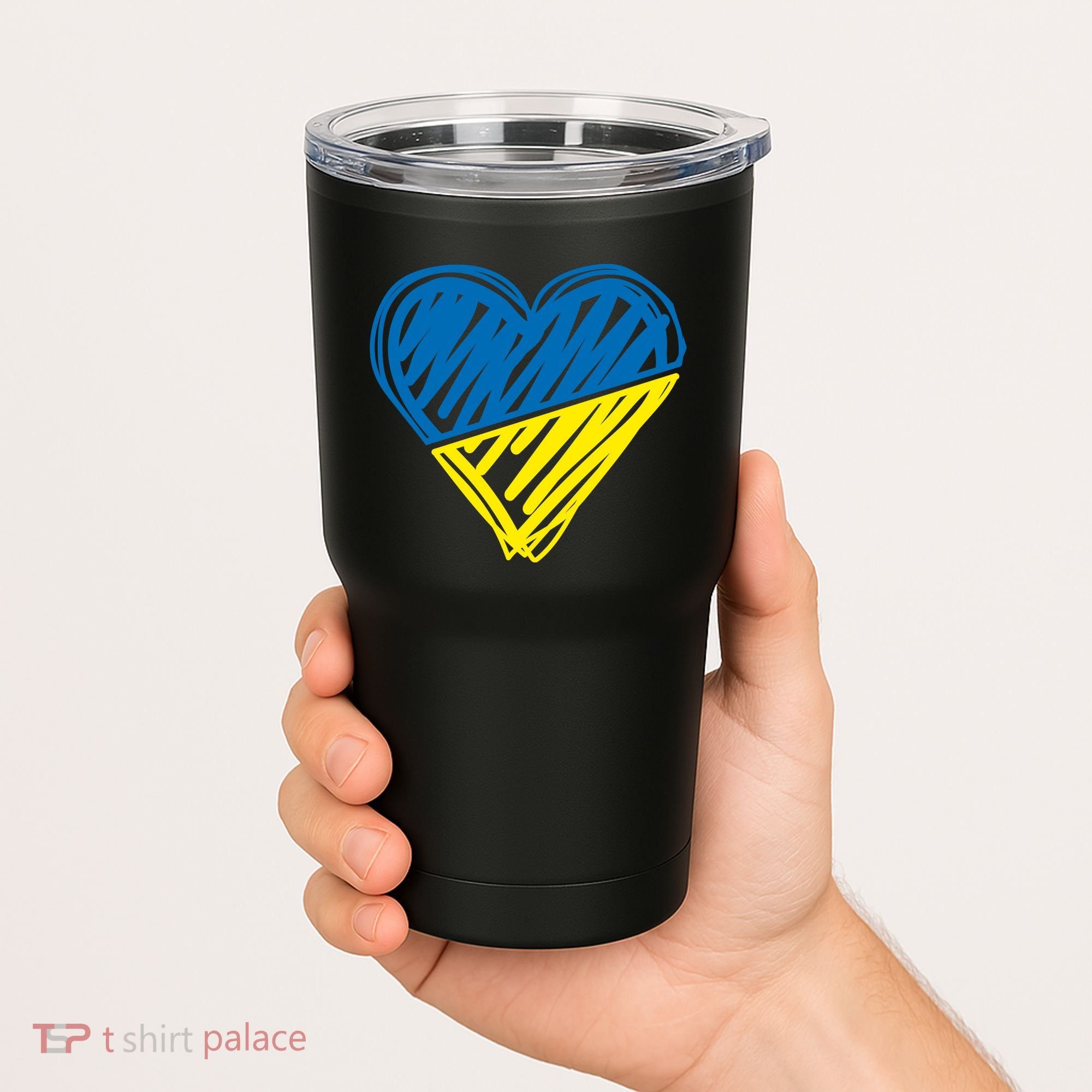 Stand With Ukraine Scribble Heart Ukrainian Flag Tumbler