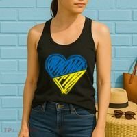 Stand With Ukraine Scribble Heart Ukrainian Flag Women's Tank Top thumb 2
