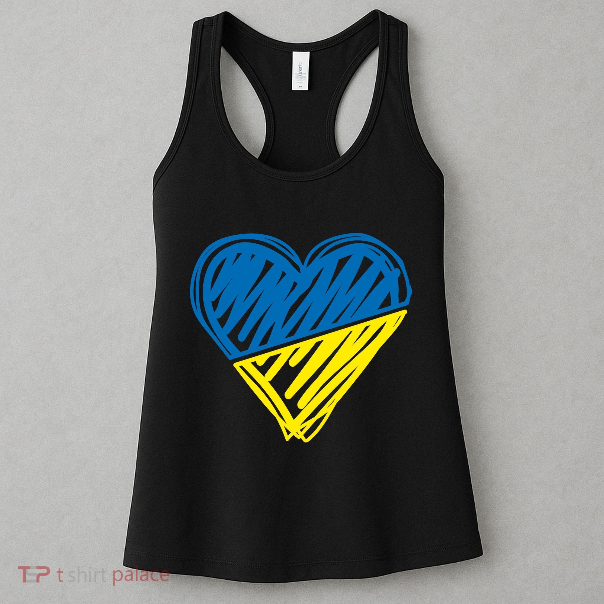 Stand With Ukraine Scribble Heart Ukrainian Flag Women's Tank Top