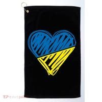 Stand With Ukraine Scribble Heart Ukrainian Flag Golf Towel thumb 0