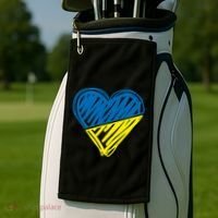 Stand With Ukraine Scribble Heart Ukrainian Flag Golf Towel thumb 2