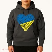 Stand With Ukraine Scribble Heart Ukrainian Flag Hoodie thumb 2