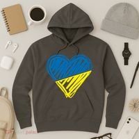 Stand With Ukraine Scribble Heart Ukrainian Flag Hoodie thumb 3