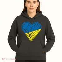 Stand With Ukraine Scribble Heart Ukrainian Flag Hoodie thumb 5