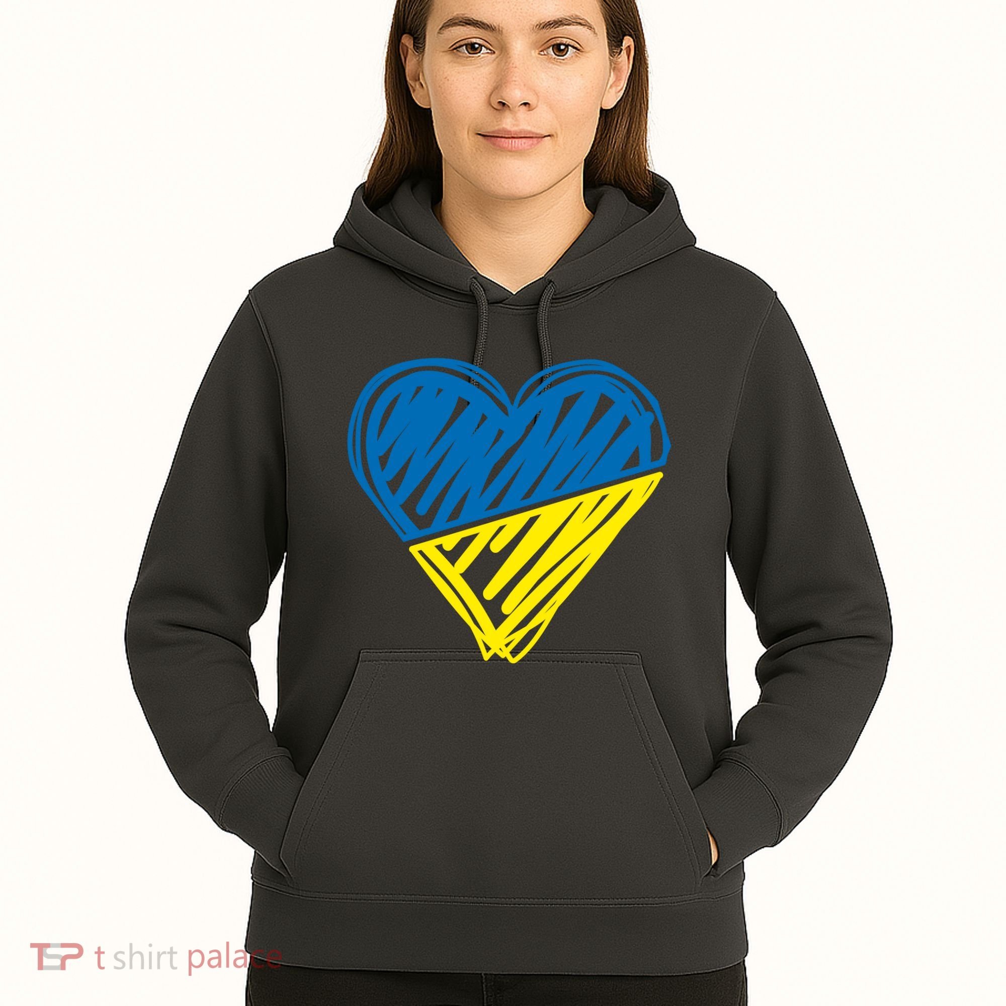 Stand With Ukraine Scribble Heart Ukrainian Flag Hoodie