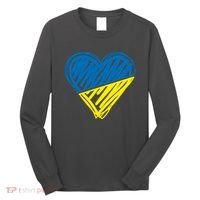 Stand With Ukraine Scribble Heart Ukrainian Flag Long Sleeve Shirt thumb 0