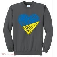 Stand With Ukraine Scribble Heart Ukrainian Flag Sweatshirt thumb 0