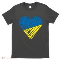 Stand With Ukraine Scribble Heart Ukrainian Flag T-Shirt thumb 0