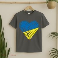 Stand With Ukraine Scribble Heart Ukrainian Flag T-Shirt thumb 2
