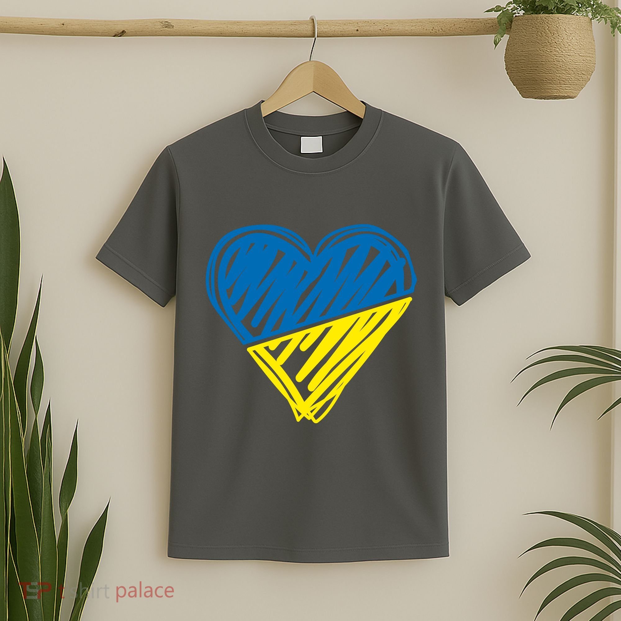 Stand With Ukraine Scribble Heart Ukrainian Flag T-Shirt