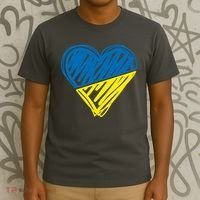 Stand With Ukraine Scribble Heart Ukrainian Flag T-Shirt thumb 3