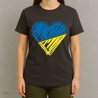 Stand With Ukraine Scribble Heart Ukrainian Flag T-Shirt thumb 4
