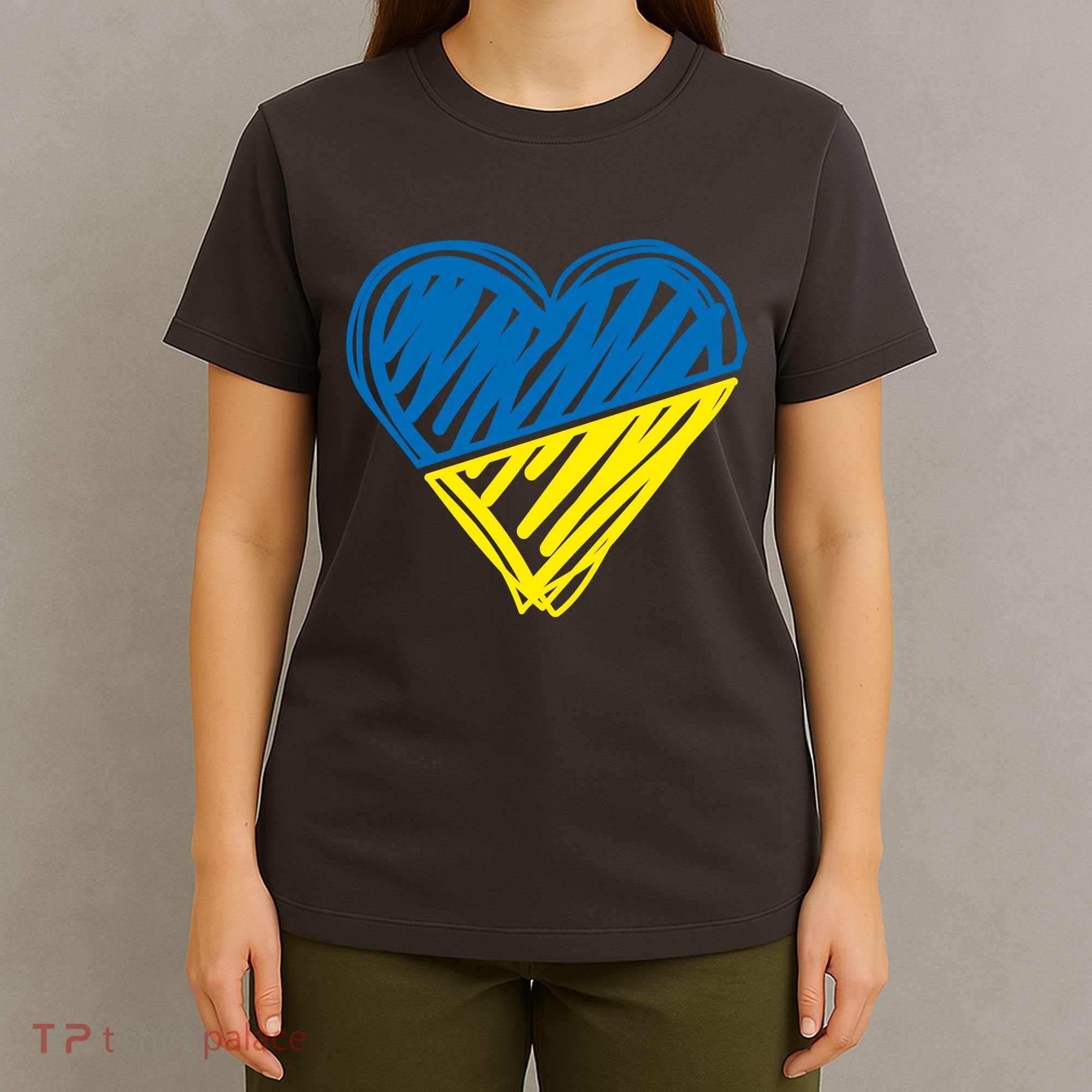 Stand With Ukraine Scribble Heart Ukrainian Flag T-Shirt