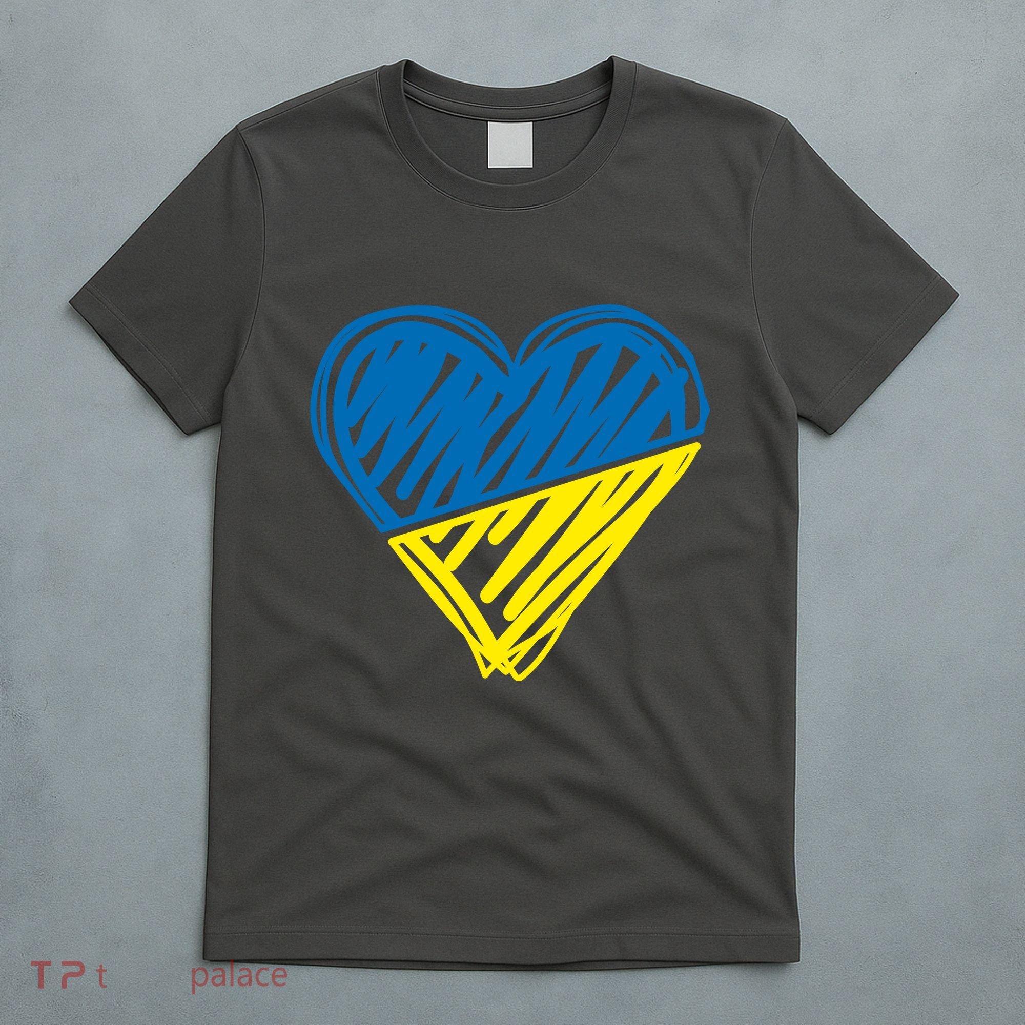 Stand With Ukraine Scribble Heart Ukrainian Flag T-Shirt
