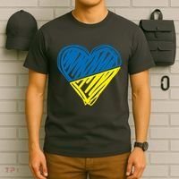 Stand With Ukraine Scribble Heart Ukrainian Flag T-Shirt thumb 6