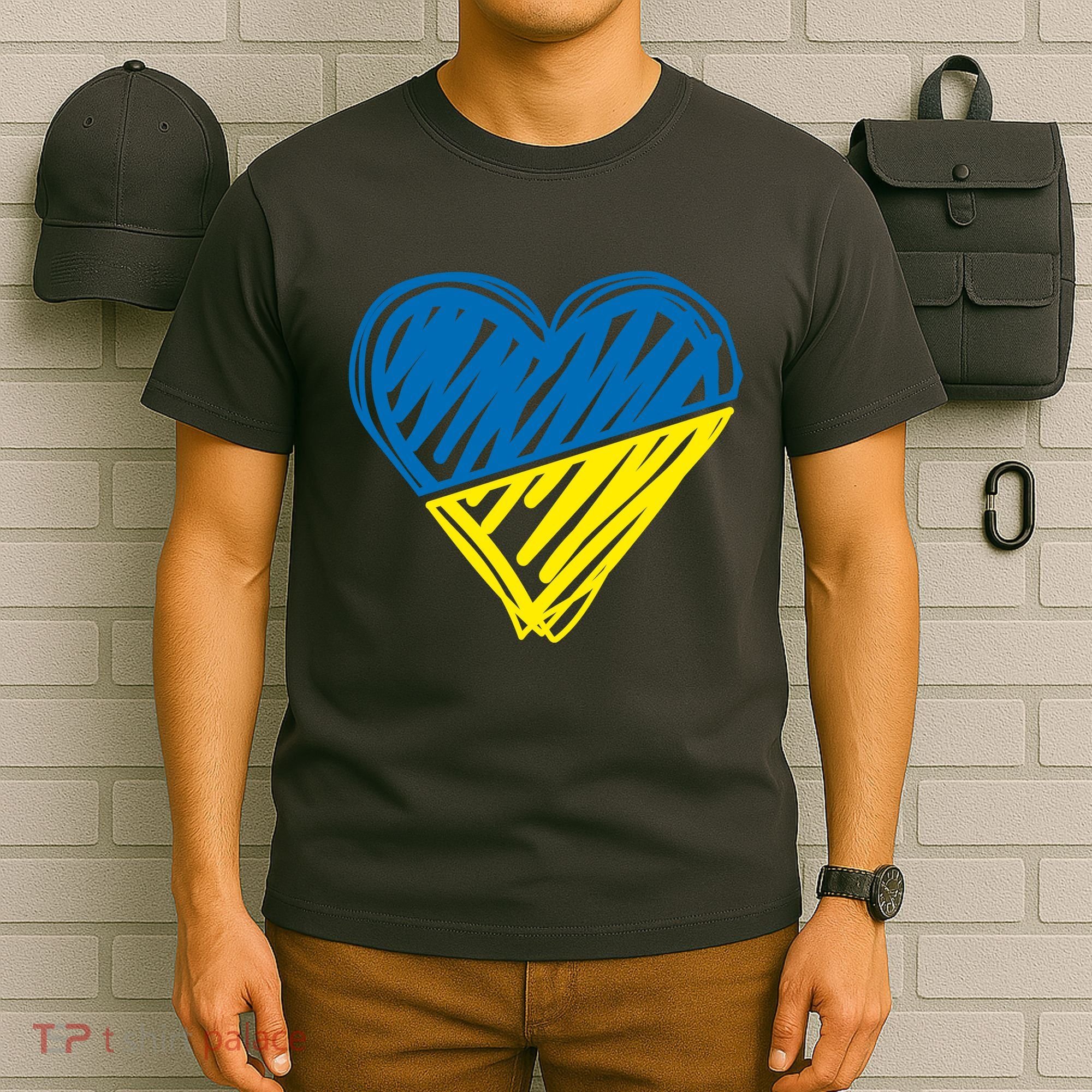 Stand With Ukraine Scribble Heart Ukrainian Flag T-Shirt