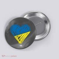 Stand With Ukraine Scribble Heart Ukrainian Flag Button thumb 0