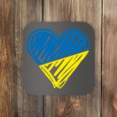 Stand With Ukraine Scribble Heart Ukrainian Flag Coaster