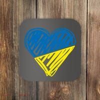 Stand With Ukraine Scribble Heart Ukrainian Flag Coaster thumb 0