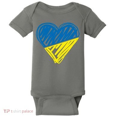 Stand With Ukraine Scribble Heart Ukrainian Flag Baby Bodysuit