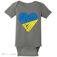 Stand With Ukraine Scribble Heart Ukrainian Flag Baby Bodysuit thumb 0