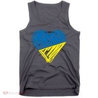 Stand With Ukraine Scribble Heart Ukrainian Flag Tank Top thumb 0