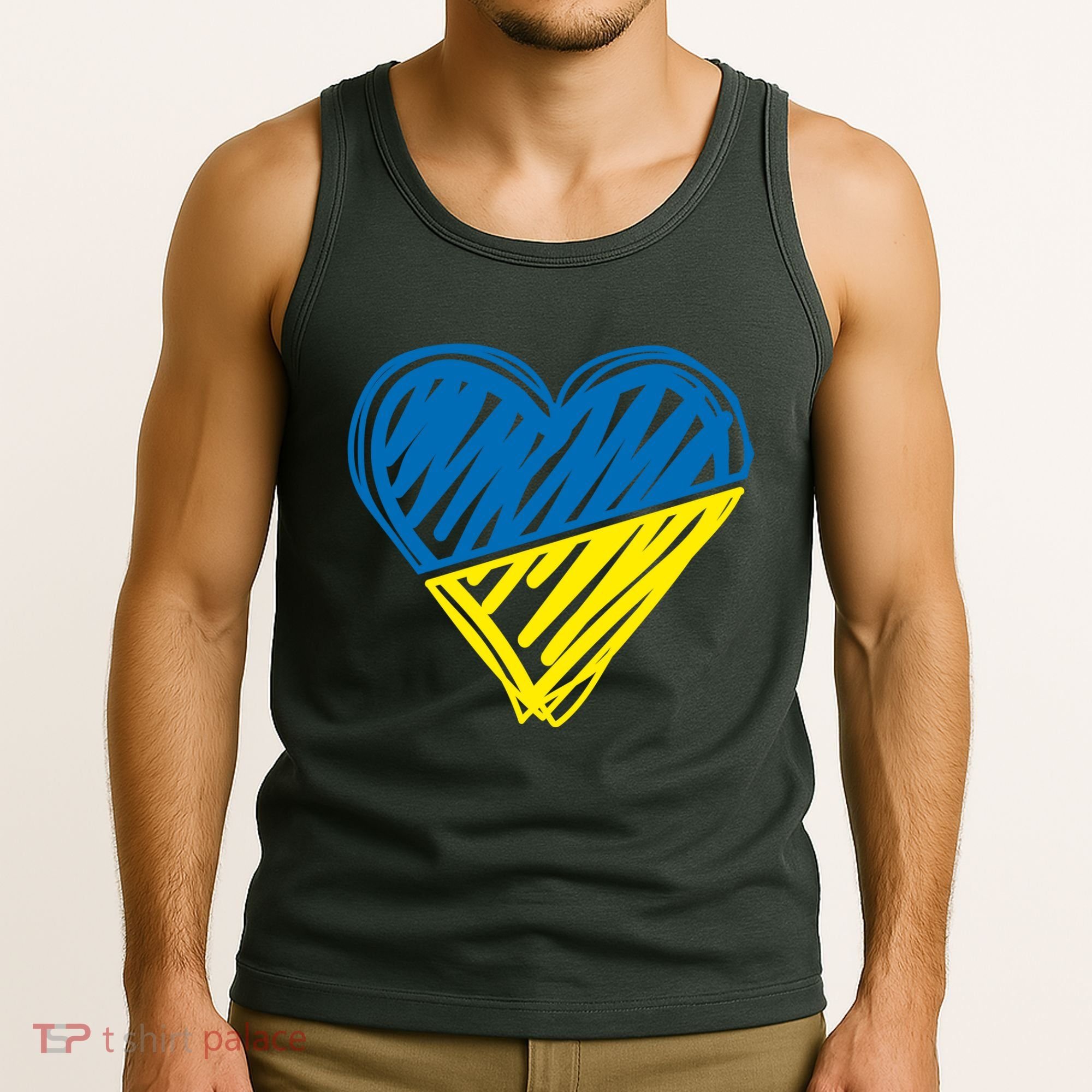 Stand With Ukraine Scribble Heart Ukrainian Flag Tank Top