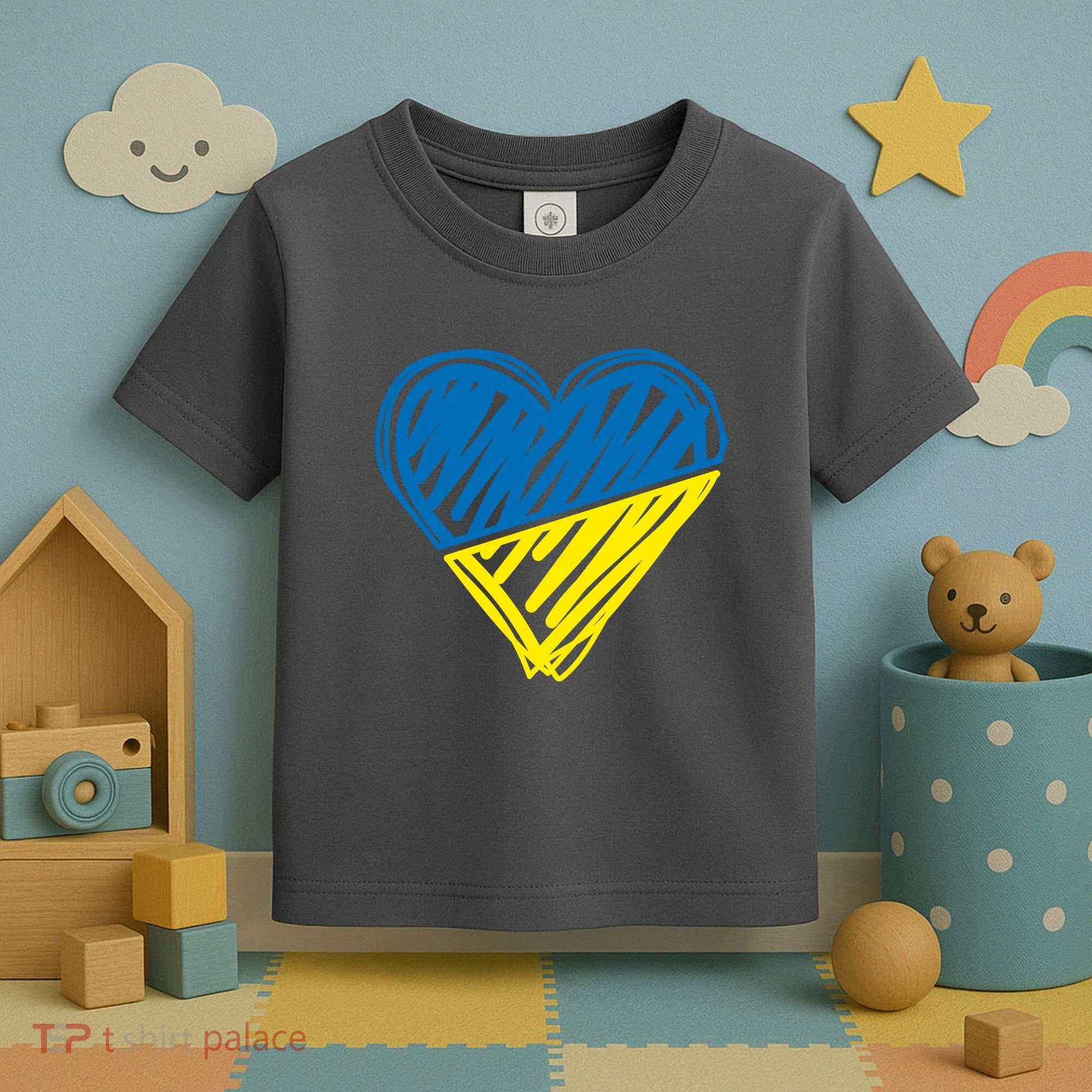 Stand With Ukraine Scribble Heart Ukrainian Flag Toddler T-Shirt