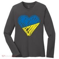 Stand With Ukraine Scribble Heart Ukrainian Flag Women's Long Sleeve Shirt thumb 0