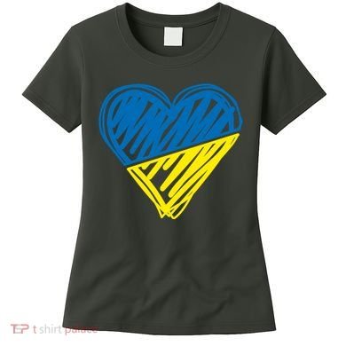 Stand With Ukraine Scribble Heart Ukrainian Flag Women's T-Shirt