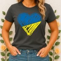 Stand With Ukraine Scribble Heart Ukrainian Flag Women's T-Shirt thumb 2