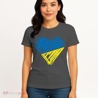 Stand With Ukraine Scribble Heart Ukrainian Flag Women's T-Shirt thumb 4