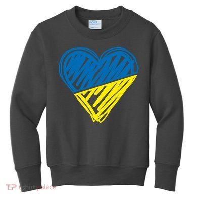 Stand With Ukraine Scribble Heart Ukrainian Flag Kids Sweatshirt