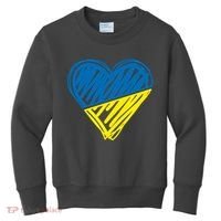 Stand With Ukraine Scribble Heart Ukrainian Flag Kids Sweatshirt thumb 0