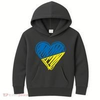 Stand With Ukraine Scribble Heart Ukrainian Flag Kids Hoodie thumb 0