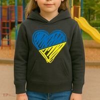Stand With Ukraine Scribble Heart Ukrainian Flag Kids Hoodie thumb 3