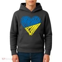 Stand With Ukraine Scribble Heart Ukrainian Flag Kids Hoodie thumb 4
