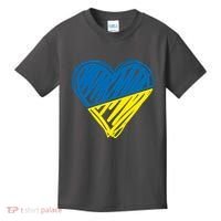 Stand With Ukraine Scribble Heart Ukrainian Flag Kids T-Shirt thumb 0